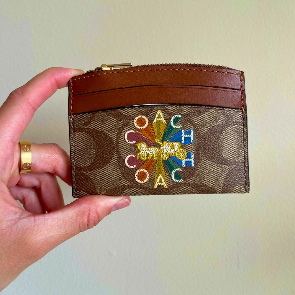 Coach Radial Rainbow Signature Canvas Card Holder